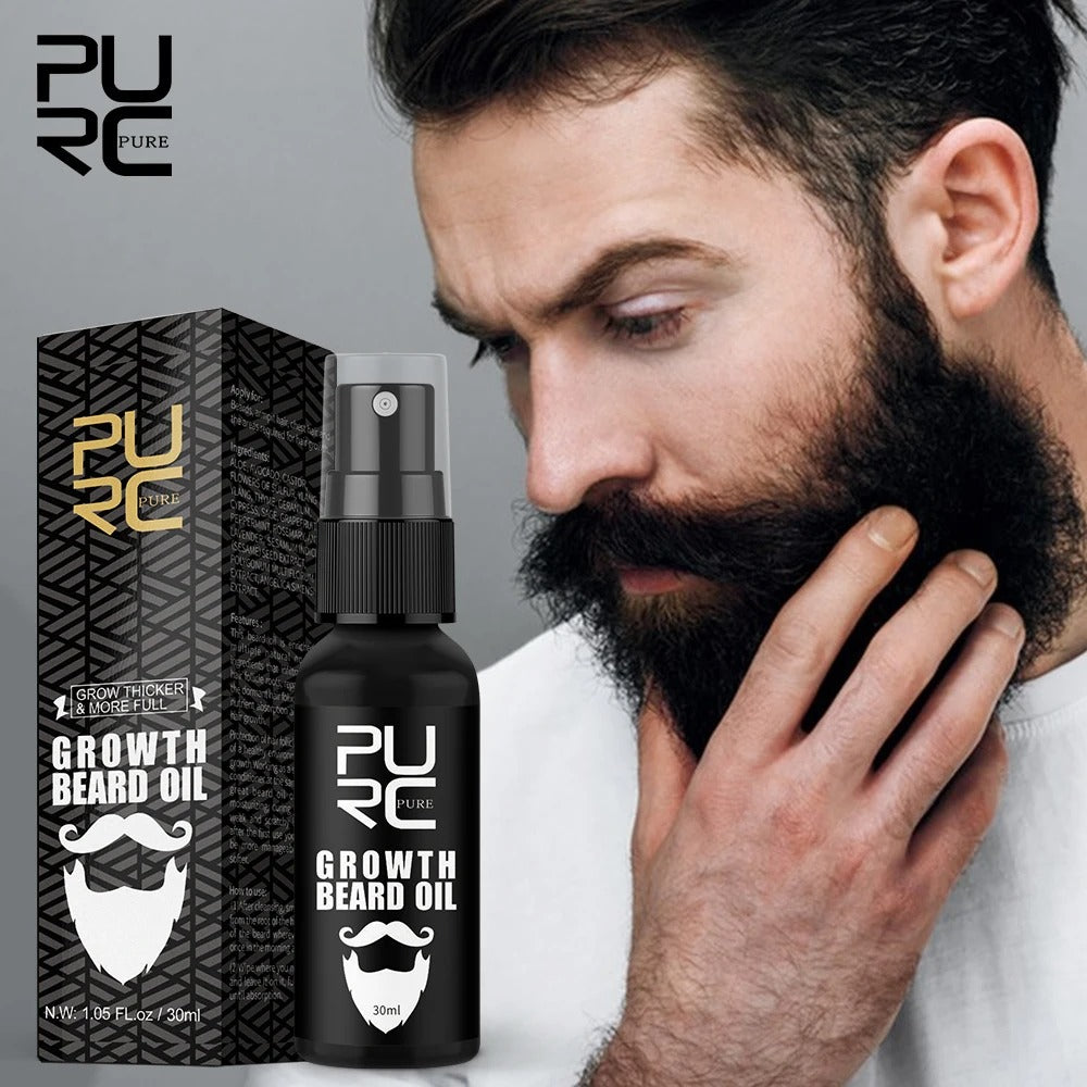 Men Beard Growth Oil Accelerate Facial Hair Thicker Grow Beard زيت نمو اللحية